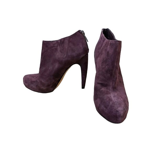 Sam Edelman Keaton Suede Hidden Platform Booties Heels Purple Plum Color Size 6M - Picture 1 of 11